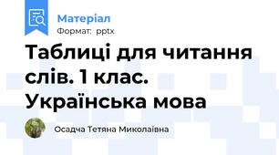 Таблиці для читання слів. 1 клас. Українська мова