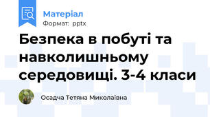 Безпека в побуті та навколишньому середовищі. 3-4 класи