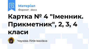 Картка № 4 "Іменник. Прикметник", 2, 3, 4 класи