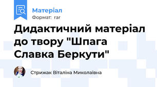 Дидактичний матеріал до твору "Шпага Славка Беркути"