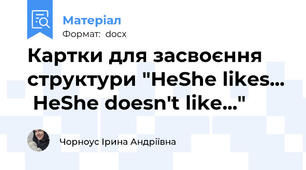 Картки для засвоєння структури "He\She likes... \ He\She doesn't like..."
