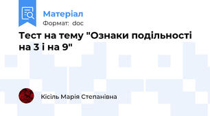 Тест на тему "Ознаки подільності на 3 і на 9"