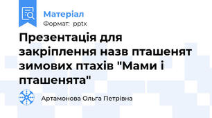 Презентація для закріплення назв пташенят зимових птахів "Мами і пташенята"