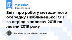 Звіт  про роботу методичного осередку Люблинецької ОТГ за період з вересня 2018 по лютий 2019 року
