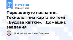 Перевернуте навчання. Технологічна карта по темі «Будова квітки».   Домашнє завдання