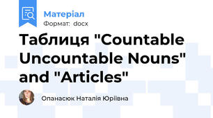 Таблиця "Countable\ Uncountable Nouns" and "Articles"