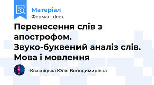 Перенесення слів з апострофом. Звуко-буквений аналіз слів. Мова і мовлення