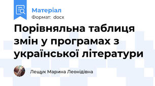 Порівняльна таблиця змін у програмах з української літератури