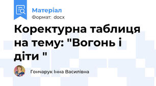 Коректурна таблиця на тему: "Вогонь і діти "