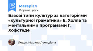 Базові типи культур за категоріями «культурної граматики» Е. Холла та ментальними програмами Г. Хофстеде