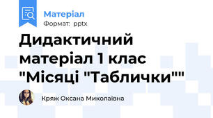 Дидактичний матеріал 1 клас "Місяці "Таблички""