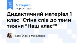 Дидактичний матеріал 1 клас "Стіна слів до теми тижня "Наш клас""