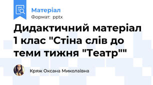 Дидактичний матеріал 1 клас "Стіна слів до теми тижня "Театр""