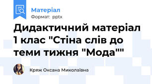 Дидактичний матеріал 1 клас "Стіна слів до теми тижня "Мода""