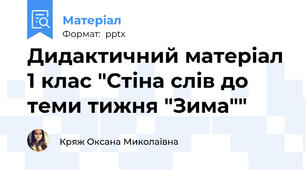 Дидактичний матеріал 1 клас "Стіна слів до теми тижня "Зима""