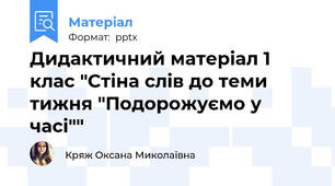 Дидактичний матеріал 1 клас "Стіна слів до теми тижня "Подорожуємо у часі""