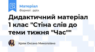 Дидактичний матеріал 1 клас "Стіна слів до теми тижня "Час""
