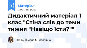 Дидактичний матеріал 1 клас "Стіна слів до теми тижня "Навіщо їсти?""