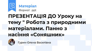 ПРЕЗЕНТАЦІЯ ДО Уроку на  тему " Робота з природними матеріалами. Панно з насіння «Соняшник»