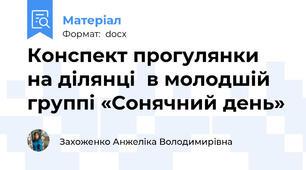Конспект прогулянки на ділянці  в молодшій группі «Сонячний день»
