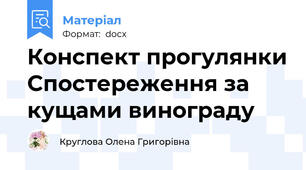 Конспект прогулянки Спостереження за кущами винограду