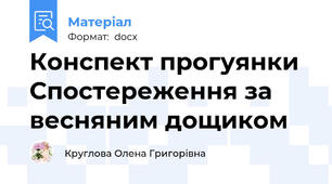 Конспект прогуянки Спостереження за весняним дощиком