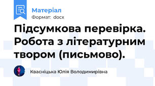 Підсумкова перевірка. Робота з літературним твором (письмово).