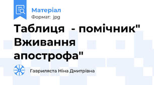 Таблиця  - помічник"  Вживання апострофа"