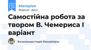 Самостійна робота за твором В. Чемериса І варіант