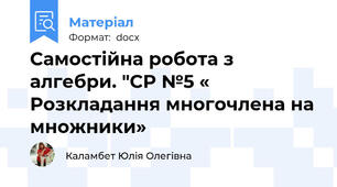 Самостійна робота з алгебри. "СР №5 « Розкладання многочлена на множники»