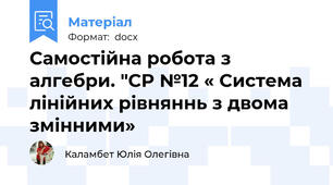 Самостійна робота з алгебри. "СР №12 « Система лінійних рівняннь з двома змінними»