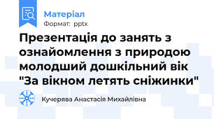 Презентація до занять з ознайомлення з природою молодший дошкільний вік  "За вікном летять сніжинки"