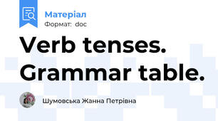 Verb tenses. Grammar table.