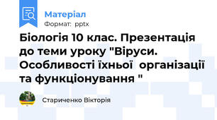Біологія 10 клас. Презентація до теми уроку "Віруси. Особливості їхньої  організації та функціонування "
