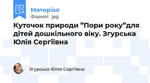 Куточок природи ”Пори року”для дітей дошкільного віку. Згурська Юлія Сергіївна