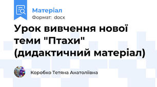 Урок вивчення нової теми "Птахи" (дидактичний матеріал)