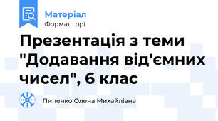 Презентація з теми "Додавання від'ємних чисел", 6 клас