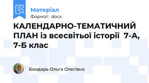 КАЛЕНДАРНО-ТЕМАТИЧНИЙ ПЛАН із всесвітьої історії  7-А, 7-Б клас