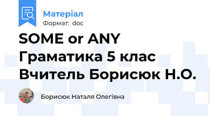 SOME or ANY Граматика 5 клас Вчитель Борисюк Н.О.