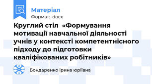 Круглий стіл  «Формування мотивації навчальної діяльності учнів у контексті компетентнісного підходу до підготовки кваліфікованих робітників»