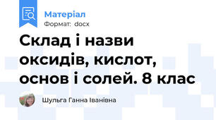 Склад і назви оксидів, кислот, основ і солей. 8 клас