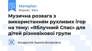 Музична розвага з використанням рухливих ігор на тему: «Яблучний Спас» для дітей різновікової групи