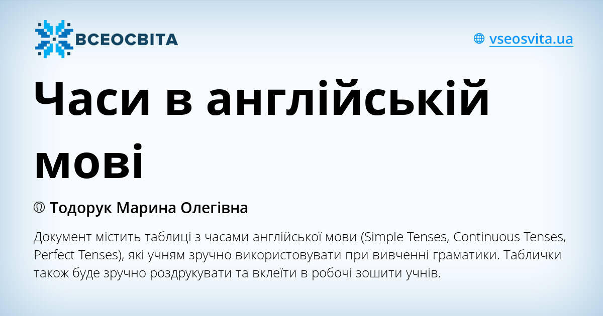 Часи в англійській мові | . Англійська мова