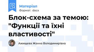 Блок-схема за темою: "Функції та їхні властивості"