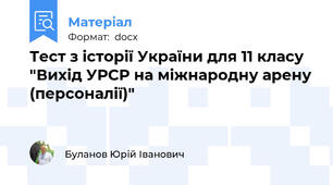 Тест з історії України для 11 класу "Вихід УРСР на міжнародну арену (персоналії)"