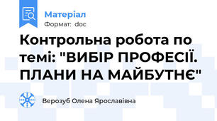Контрольна робота по темі: "ВИБІР ПРОФЕСІЇ. ПЛАНИ НА МАЙБУТНЄ"