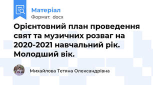 Орієнтовний план проведення свят та музичних розваг на 2020-2021 навчальний рік. Молодший вік.