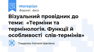 Візуальний провідник до теми:  «Терміни та термінологія. Функції й особливості  слів-термінів»