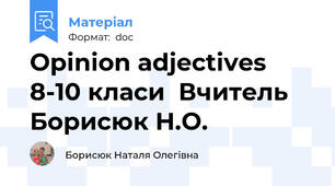 Opinion adjectives 8-10 класи  Вчитель Борисюк Н.О.