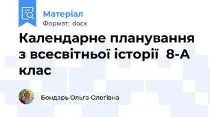Календарне планування з всесвітньої історії  8-А  клас